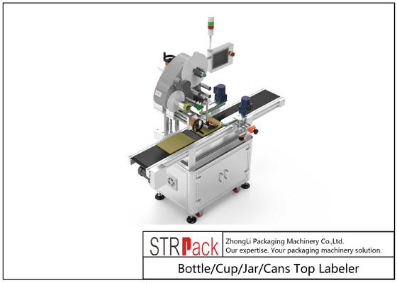 Máquina etiquetadora de botellas de 300 piezas por minuto, taza, tarro, latas, etiquetadora superior