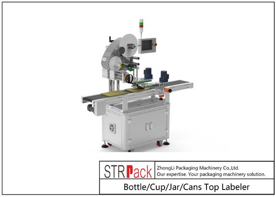 Máquina etiquetadora de botellas de 300 piezas por minuto, taza, tarro, latas, etiquetadora superior